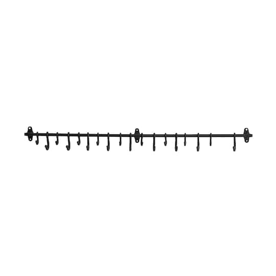 4ft. Decorative Forged Metal Wall Rod with 18 Hooks